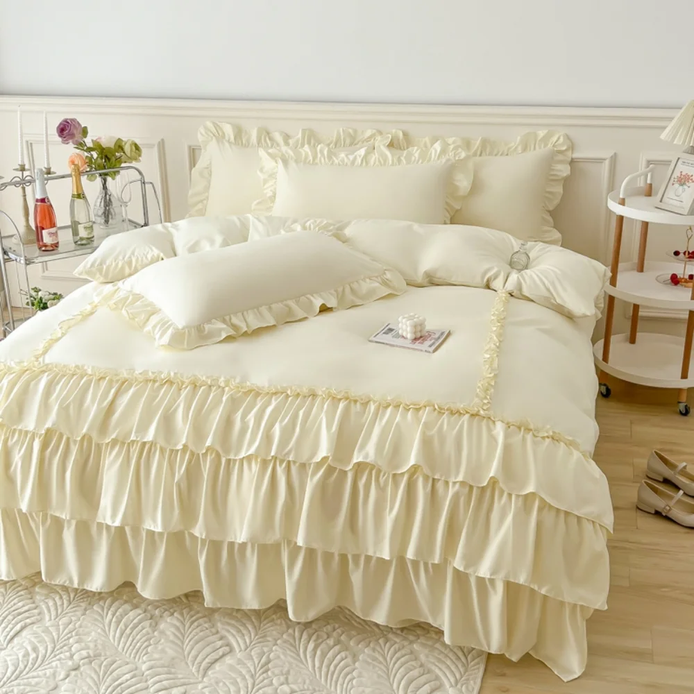 100% Cotton Queen Farmhouse Antique Ruffle Bed Set